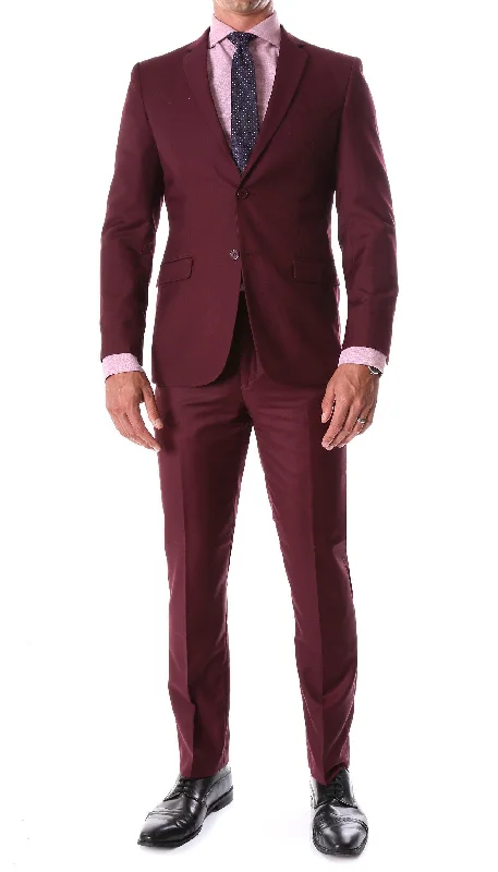 Classic Jackets Oslo Collection - Slim Fit 2 Piece Suit Color Burgundy